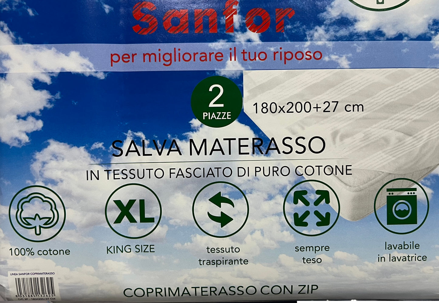 Coprimaterasso Intero in Cotone con Zip - SG Centrotex - Marino Corredi